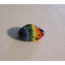 Handmade Peruvian Ceramic Red Rainbow Orange Green Purple Red Blue Ladybug Bead DIY Charm - Rainbow