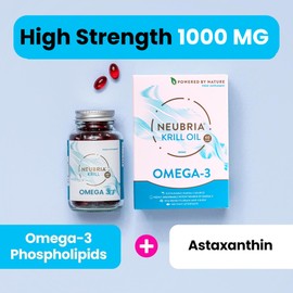 NEUBRIA Krill Oil Advanced Omega-3 Supplement - High Strength 1000mg - Phospholipids, EPA & DHA with Astaxanthin and Choline - Fish Oil Alternative, Cognitive Formula - Antarctic Krill - 60 Softgels
