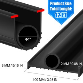 ToLanbbt Garage Door Bottom Rubber Seals 12 FT Garage Door Weather Stripping Kit Seal Strip Replacement with 5/16" T Ends & 2 End Plugs, Universal U+O Ring Weatherproof Rubber Bottom Seal, Black