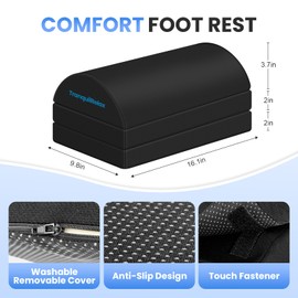TranquilRelax TranquilRelax Foot Rest for Under Desk at Work, Gaming Accessories Foot Stool with 3 Adjustable Heights & Washable Cover, Comfortable Office Desk Accessories, Footrest for Office, Home and Car (Black)
