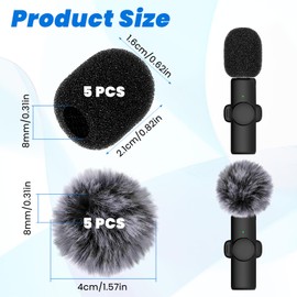 10 PCS Mini Wireless Furry Windscreen & Foam Cover Set, High Density Microphone Covers Foam, Microphone Windscree, Mic Covers for Microphones for Lavalier MicroPhones, Can Reduce Noise (Black)