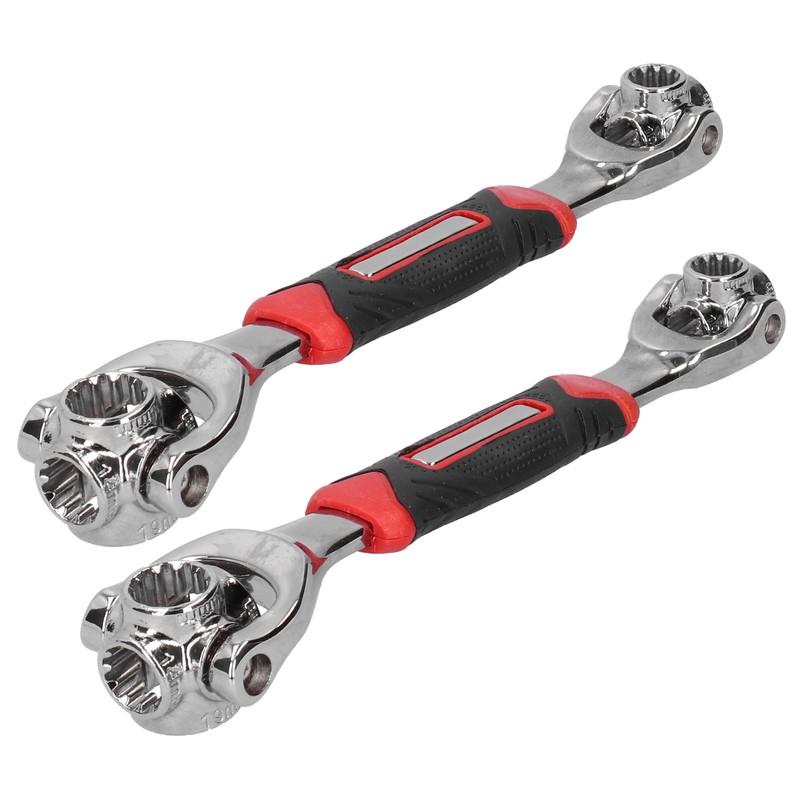 2Pcs 8 In 1 Socket Wrench Carbon Steel Multifunctional 360°