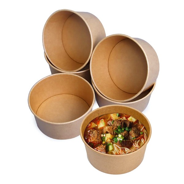 LESIBAG 35 Oz Large Paper Bowls, 50 count Disposable Salad Bowls Party Supplies for Hot/Cold Food, Soup
