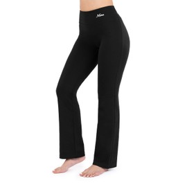 Nirlon Straight Leg Yoga Pants - Straight Leg Yoga Pants for Women Breathable Leggings for Women for Yoga Regular & Plus Size Pants for Women Yoga Work Pants for Women (XL 30" Inseam, Black)