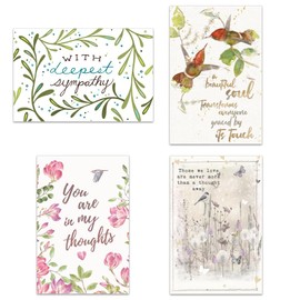 Tree-Free Greetings - Sympathy Cards - Artful Designs - 16 Assorted Cards + White Envelopes - Made in USA - 100% Recycled Paper - 4"x6" - Bird Themed Sympathy (FP54172)