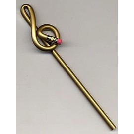 Pencil - Treble Clef Shaped Bentcil - in Gold - One Novelty Pencil