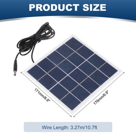 sourcing map 12V 5W 0.42A Mini Solar Panels, 3.27m Wire DC Connector Polycrystalline Solar Cell for Solar Power Charge Garden Street Lamp Light Solar System Kits