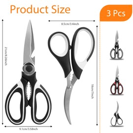 Wozoohyi Kitchen Shears,3 Pack Stainless Steel Kitchen Scissors All Purpose Heavy Duty Sharp Poultry Shears,Kitchen Scissors for Food, Cutting Meat,Fish,Vegetables,Dishwasher Safe
