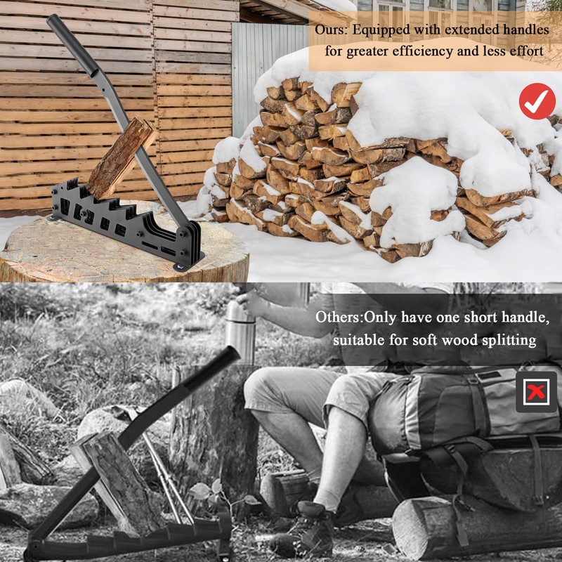 Wall Mounted Wood Splitter with Extended Handle, Manual Kindling Splitter