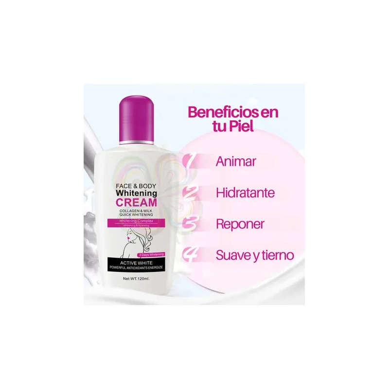 Aichun Beauty crema aclarante cara y cuerpo con colágeno 120