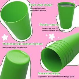 LECEHIVO 66 Pcs Kids Plastic Cups, 8.5 oz Stackable Colorful Drinking Tumblers, Reusable Plastic Cups Bulk for Kids, Toddlers, Baby, Children, and Adults (Multicolor)