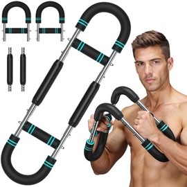 Holifada Twister Arm Trainer,40-100lb Adjustable Chest Workout Device,Portable Power Twister Bar,Twist Arm Trainer,Forearm Strengthener Exerciser Spring Resistance for Home Fitness (Blue)