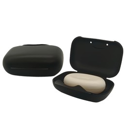 Soporte para caja de jabón, paquete de 2 jaboneras, jabonera, para baño, campamento, gimnasio, Vonpri (negro sin bolsa)