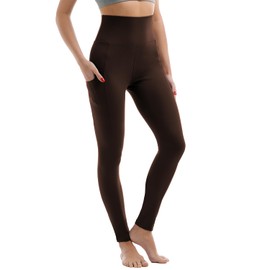 Stanpetix Leggings for Women with Pockets - High Waisted Workout Leggings for Women Running Exercise(Deep Brown,XXL)