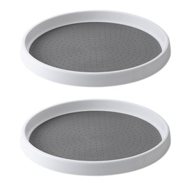 LOLYSIC 2 Pcs Lazy Susan Turntable, 25cm / 9.8" Rotating Cupboard Organiser Spice Rack Condiments Holders for Kitchen Cupboard Cabinet Fridge
