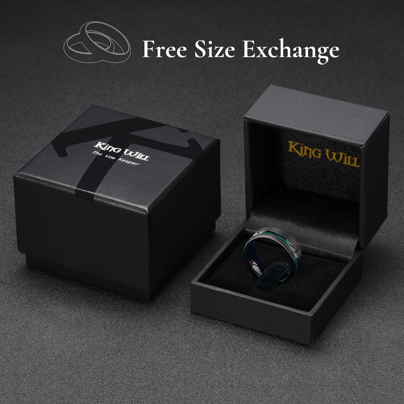 King Will Men Tungsten Wedding Band 8mm Size 9