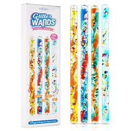 JFA Supplies Pack of 4 Spiral Glitter Wands 32cm Long Assorted Colours and Shapes