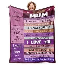 Mum Birthday Gifts, Purple Flannel Throw Blanket Present for Mummy, Best Gifts for Mum from Daughter Son on Birthday Christmas Thanksgiving Day 50x60 Inches