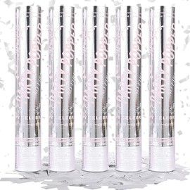 5PCS Confetti Cannon, 30cm Biodegradable Party Poppers Multi-Coloured Confetti for Party Poppers Birthday, Store Opening, Weddings, Anniversary, Graduation, New Year (silver)