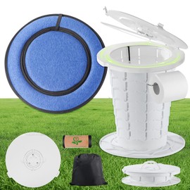 PJIRBZGG Portable Toilet for Camping, Compact Foldable Camping Toilet Portable, Height Adjustable Travel Potty for Adults, Portable Potty for Car for Quick use in Emergencies,White