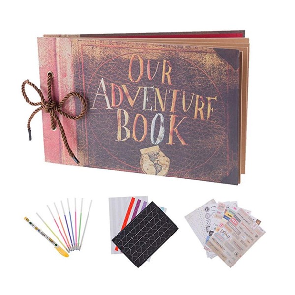 RECUTMS Our Adventure Book Scrapbook Pixar Up Handmade DIY Family Scrapbook Photo Album Expandable 11.6x7.5 Inches 80 Pages with Photo Album Storage Box DIY Accessories Kit