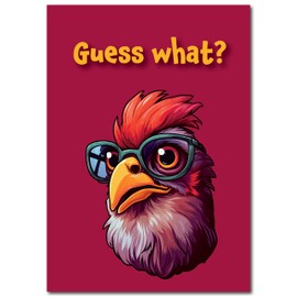 Allynn's Funny Guess What? Chicken Butt! Birthday Card – 5" x 7" with Glossy Front, Writable Inside and White Envelope (Chicken butt)