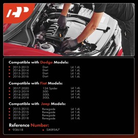A-Premium - Bujía de iridio compatible con Jeep Renegade 2015-2018 y Dodge Dart 2013-2016 y Fiat 500 2012-2019, 500X 2016-2018, 500L 2014-2020, 124 Spider 2017-2020, 1,4 L, paquete de 4