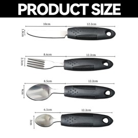 NIYATA 4 Pcs Wide Handles Easy Grip Cutlery Set,Chunky Handles Cutlery for Disabled Hands,Caring Cutlery,Comfortable Dining Aid for Elderly and Adults with Arthritis and Parkinson's Disease