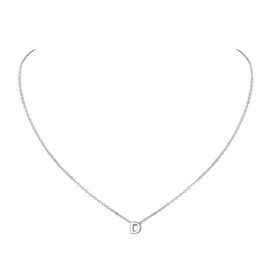 ChicSilver Letter D Initial Necklace 925 Sterling Silver Layering Necklaces Tiny Mongram Charm with Chain