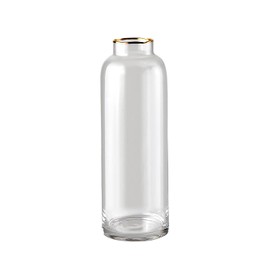 Serene Spaces Living Large Gold-Rimmed Clear Glass Cylinder Vase, Elegant Flower Vase, Decorative Bottles for Mantel, Book Shelf, Table Centerpiece, Entryway, Wedding, Measures 4" Dia & 11.5" Tall