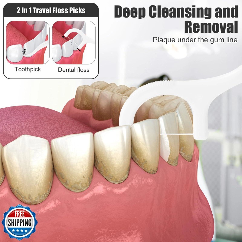 HOFASON 200 Count Individually Wrapped Floss Picks Dental Floss Sticks
