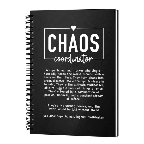 Msticey Chaos Coordinator 160 Blank Pages Hardcover Spiral Notebook, Thank