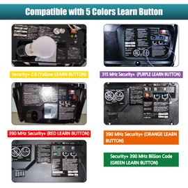890Max Garage Door Remote for LiftMaster Sears Craftsman Chamberlain 371LM 373LM 891lm 893lm 971LM 973LM 81LM, Purple Yellow Green Orange Red Green Learn Button Opener Motor 2 Pack