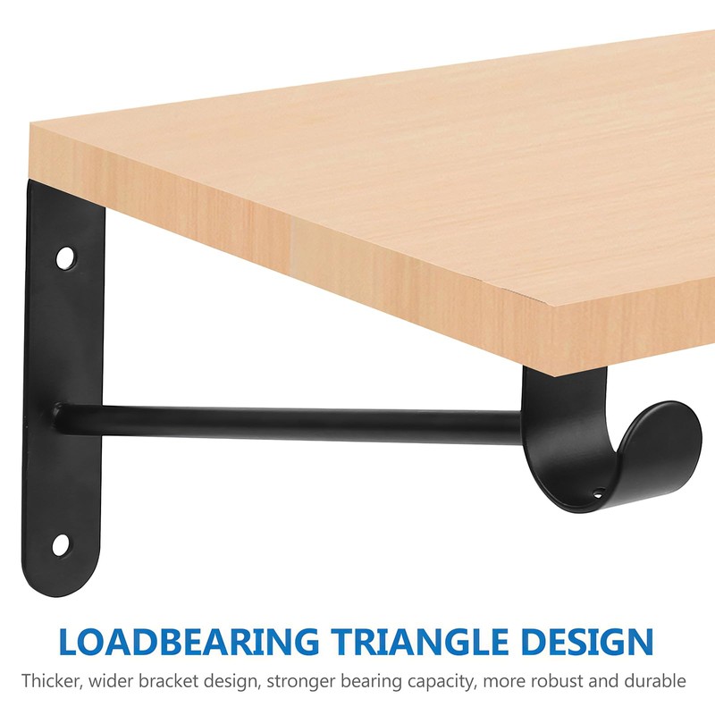 4 Pcs Closet Shelf Bracket with Pole Holder, Triangle Shelf