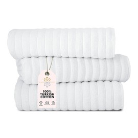 Classic Turkish Towels Classic Turkish Towels CTT - Luxury 3 Piece Jumbo Bath Sheets, 100% Turkish Cotton, Absorbent & Ultra Comfy Bath Towel Sheets for Hotels & Spa | 40"x65" (White)