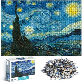 Hisemy Rompecabezas 1000 Piezas Noche Estrellada - Puzzle Adultos y Niños Estilo Van Gogh, Juego Educativo Anti-estrés y Decoración Hogar, Regalo