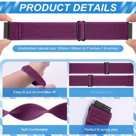 Relting Compatible with 16mm 18mm 19mm 20mm 22mm 24mm Watch Bands Quick Release Replacement Wristband,Adjustable Stretchy Nylon Solo Loop Straps Fabric Braided Sport Elastic Bands for Men Women