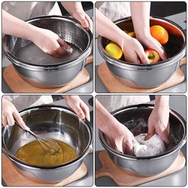 Steel Strainer, Stainless Steel Colander, Metal Strainer and Bowls, Dish Drainer with Bowl, Kitchen Strainer, Dough Draining Salad Bowls, Stackable, Steel Strainer Bowl (26 cm)