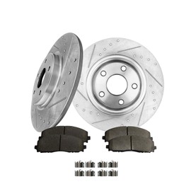 PM Auto Set of 6 Rear 328mm Drilled Slotted Brake Disc Rotors-Ceramic Brake Pad Kit Replacement For 2012-2020 Dodge Grand Caravan