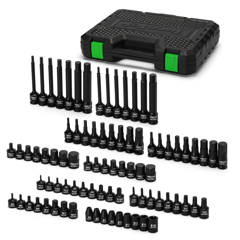 TecoTek 84-Piece 3/8-Inch Drive Master Hex Bit Impact Socket Set,