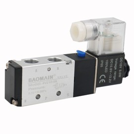 Baomain Pneumatic Air Control Solenoid Valve 4V210-08 DC 12V 5 Way 2 Position PT1/4 Internally Piloted Acting Type Single Electrical Control