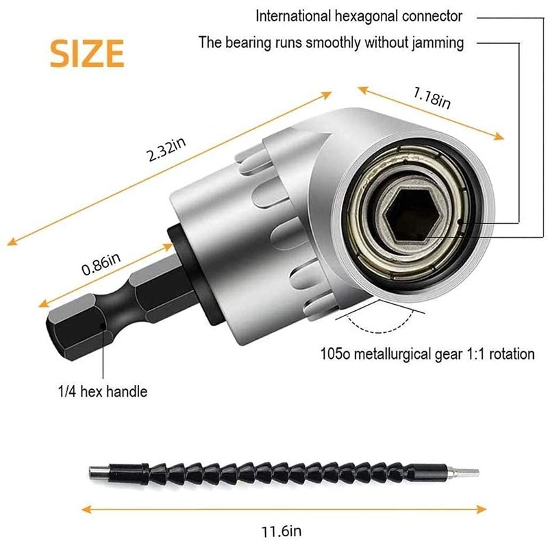 Flexible shaft bits drill extension, 1 piece 105° angle screwdriver