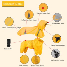 SEIS 2 Pcs Large Dog Raincoat Hooded Split Labrador Poncho and Hoodie Waterproof Pet Rain Wear Breathable Dogs Suit for Medium Large Dogs Golden Retriever German Shepherd (Yellow, 4XL)