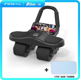 Abdominal Wheel Men's and Women's Home Elbow Brace Roller Exercise and Fitness Equipment Four-wheel healthy belly Auto Rebound Belly Tuck and Roll Abdominal Training Outdoorfun - Colour: Black