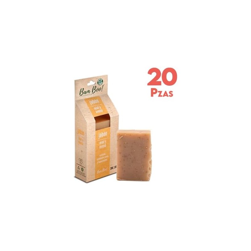 20 Pack Jabón Artesanal Natural Miel Avena 100 G Bam
