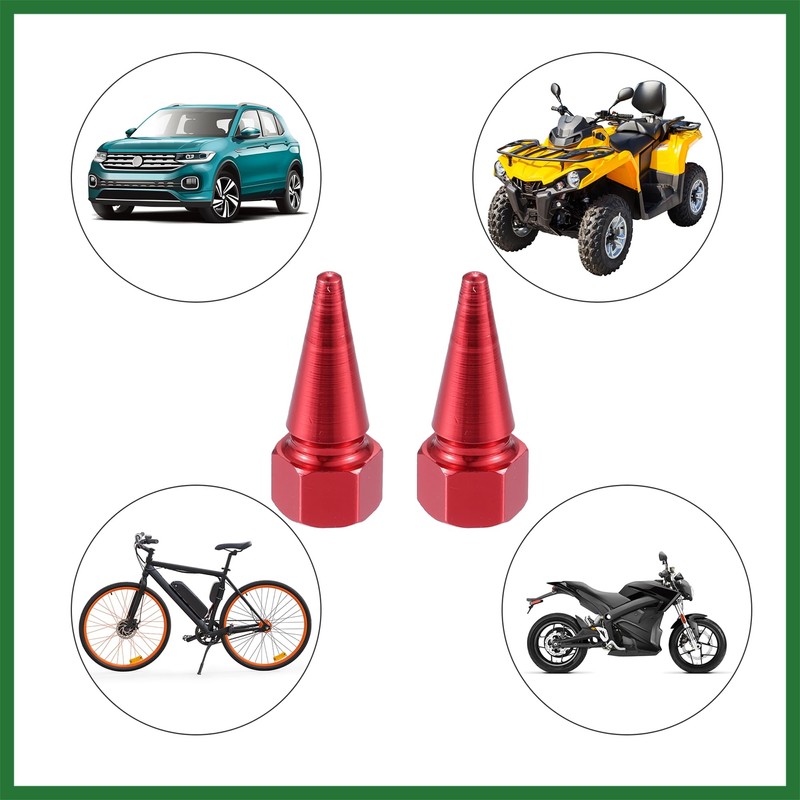 Motoforti 8pcs Red Car Spike Wheel Tyre Tire Valve Air