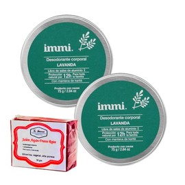 IMMI Desodorante Natural Lavanda en Tarro 2 Piezas | 1 Jabon 50gr La Artesanal