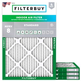 Filterbuy 19.75x22x1 Air Filter MERV 8 Dust Defense (4-Pack), Pleated HVAC AC Furnace Air Filters Replacement (Actual Size: 19.75 x 22.00 x 0.75 Inches)