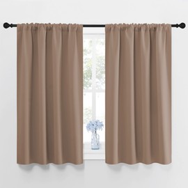 Nicetown Cortinas opacas para ventana de cocina, recámara, tratamiento térmico aislante, bolsillo para cortinero (color marrón = capuchino, juego de 2, 107 cm de ancho por 122 cm de largo)