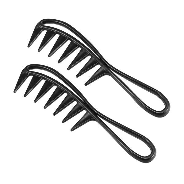 VOCOSTE 2pcs Afro Wide Tooth Comb Large Hair Fork Comb, Hairdressing Styling Tool for Curly Hair for Men Women Plastic, Black